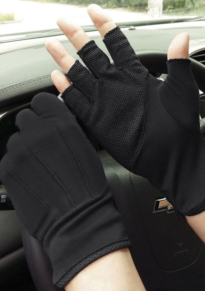 Ylucky Lightweight Summer Fingerless Gloves Men Women UV Sun Protection Driving Cotton Gloves Nonslip Touchscreen Mittens - Image 2